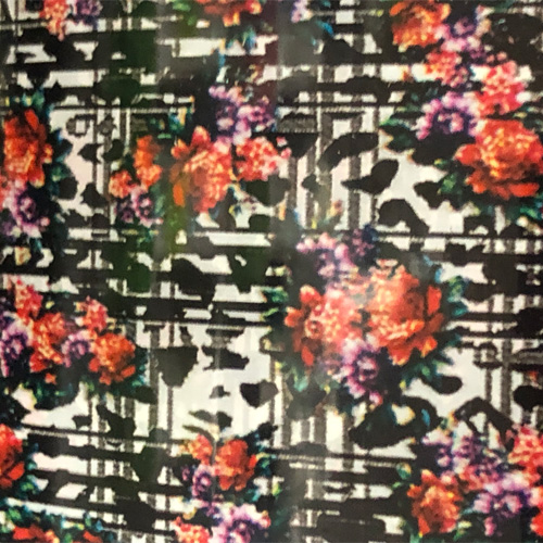 Orange purple flowers foil 
