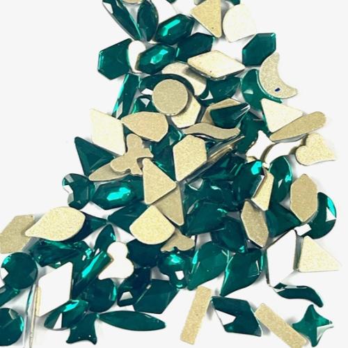 Crystal Mixed Shapes Emerald Green 100 Pcs
