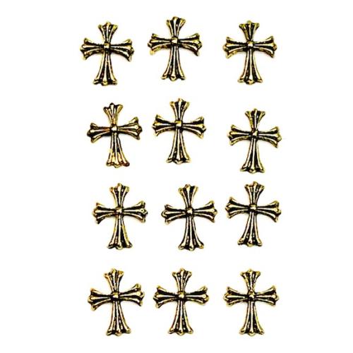 Small Antique Gold Crosses - 12 pcs