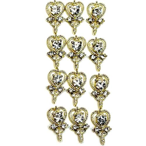 Fancy gold hearts - 12 pcs