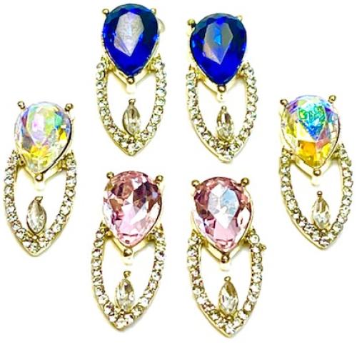 Fancy charms AB Royal Blue & Light Pink - 6pcs
