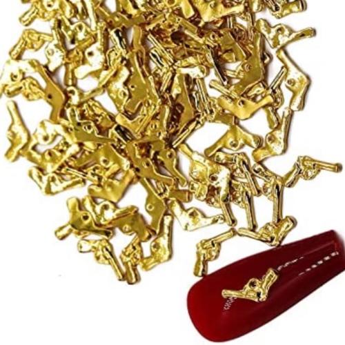 12 pcs 3D gold metal nail gun charms
