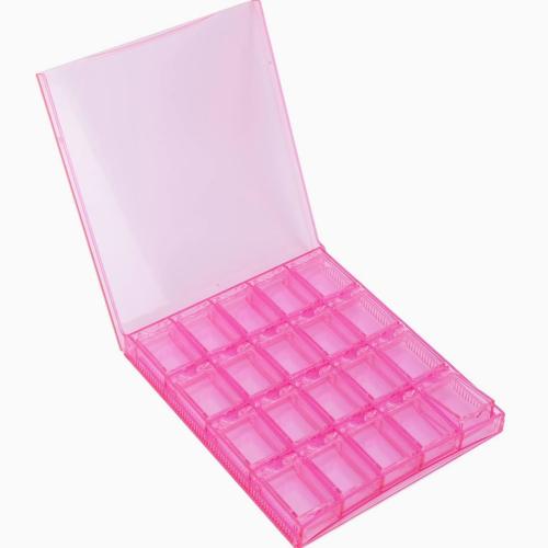 Pink Transparent Acrylic Nail Storage Box - 20 Grids detacha