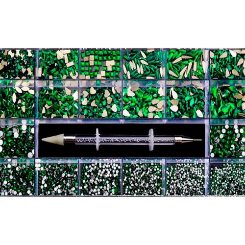 High Quality Nail Flatback GREEN  Rhinestone & Crystals Shap