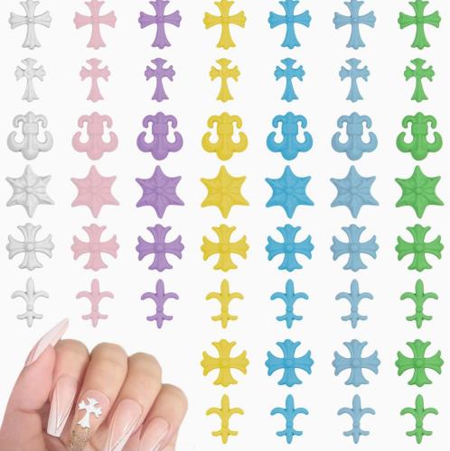 3D Cross Nail Art Charm, Macaron Nail Charms - 12 pcs 