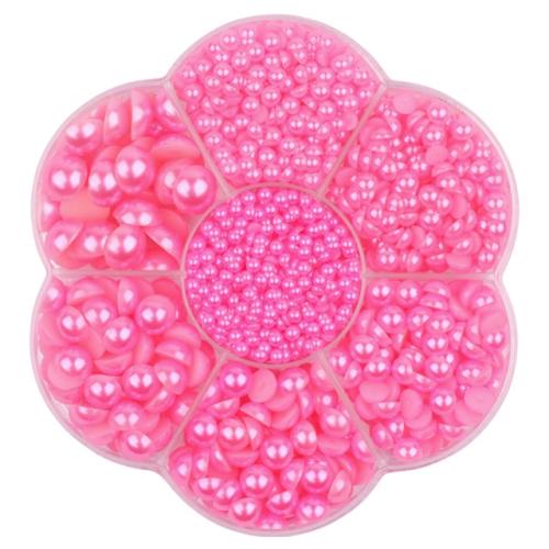 Flat Back Half Round Pearl Pink - 3000 Pcs 1 Box 7 Sizes: 2.