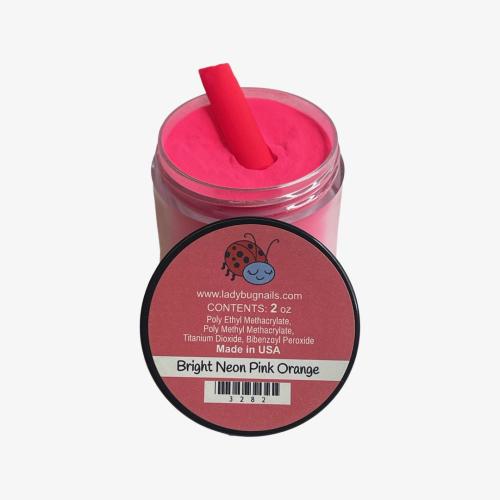 LadyBug Bright Neon Pink Orange Acrylic Powder  2 Oz