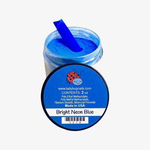 LadyBug Bright Neon Blue Acrylic Powder  2 Oz