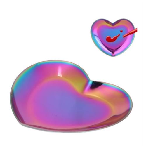 MultiColor Heart Shaped Nail Art Tray Stainless Steel 