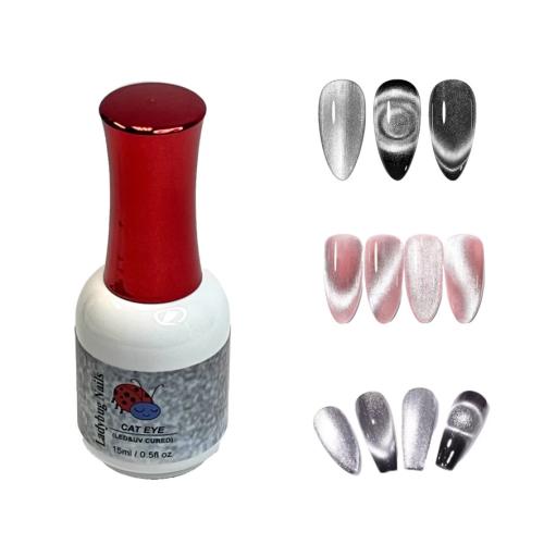 Cat Eye Magnetic Gel Nail Polish -Silver  15 ml by Ladybug N