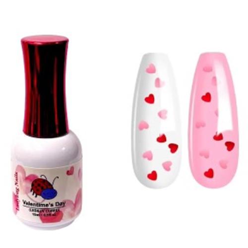 Clear Color Gel Top Coat With Pink & Red Heart Shapes 15ml 0