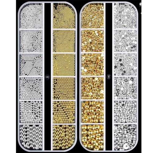 Metal Nail Beads and Flatback Pearls 2 pcs Set 