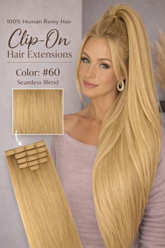 CLIP ON HAIR EXTENSIONS - 100% HUMAN REMY HAIR