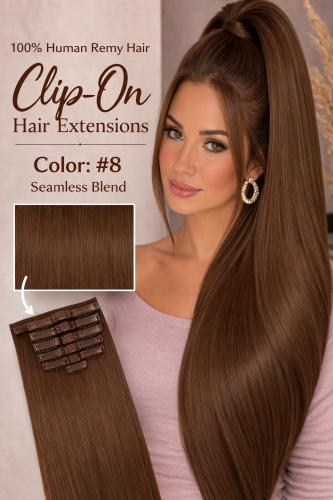 CLIP ON HAIR EXTENSIONS - 100% HUMAN REMY HAIR