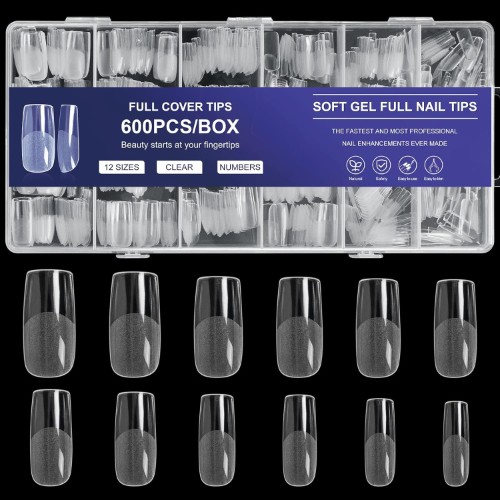 Square Medium Soft gel Tips-Full Cover Press On Nails