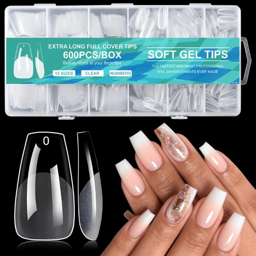 Medium Coffin Full Cover Soft Gel Nails Tips  Press on Nails
