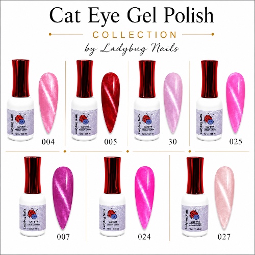 Cat Eye Gel Polish By LadyBug Nails- Pink Collection