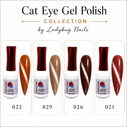 Cat Eye Gel Polish By LadyBug Nails 15ml- Brown Collection